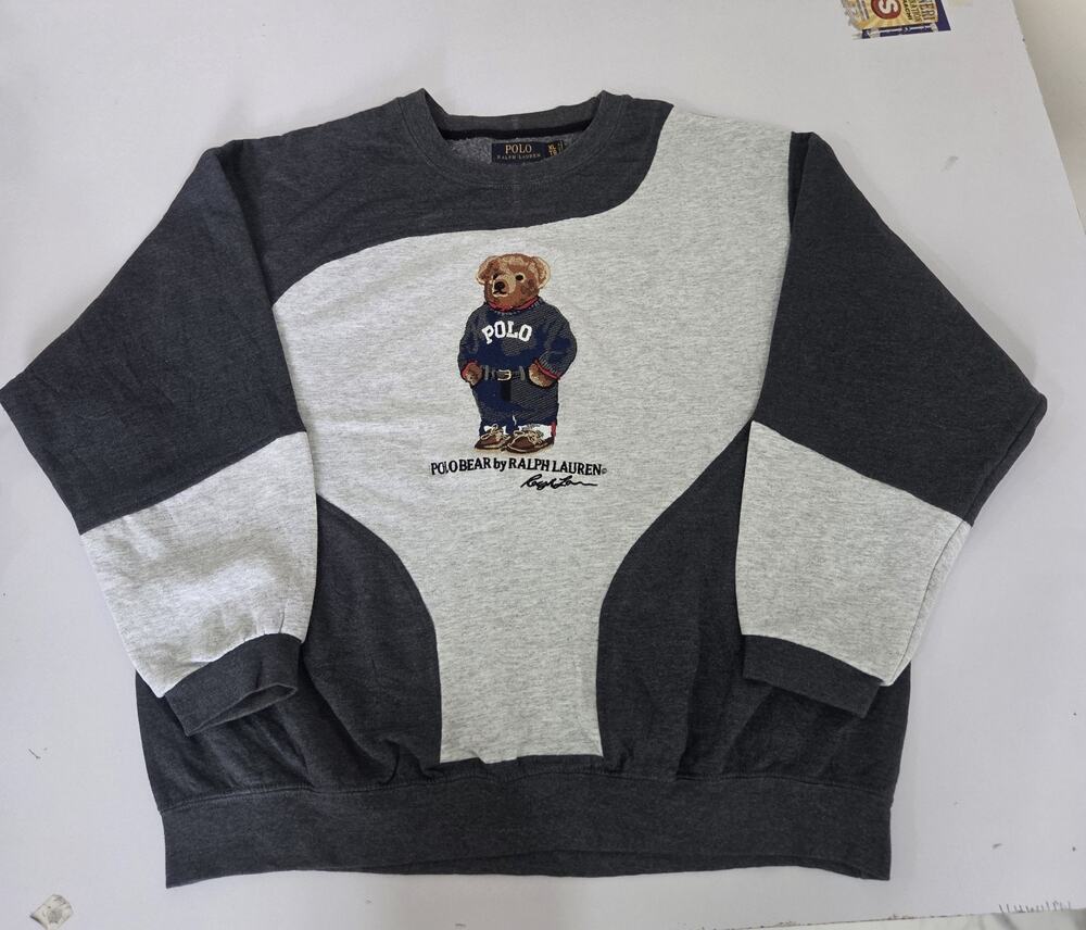 Vintage Polo Reworked Sweatshirt – Unique Upcycled Panelled Jumper – Size XL